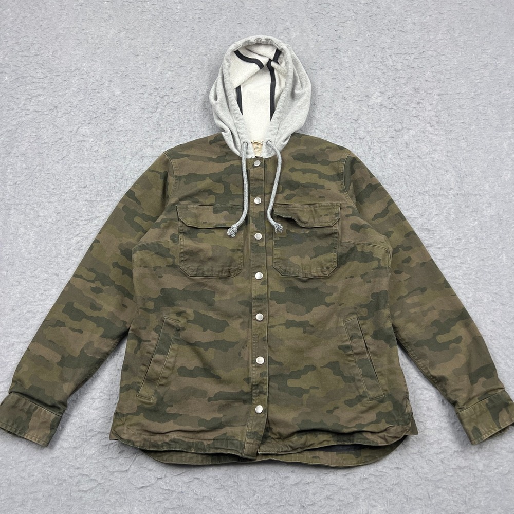 Duluth Jacket Women's Medium Camo Hooded DuluthFlex Fire‎ Hose Lined Shirt Jac